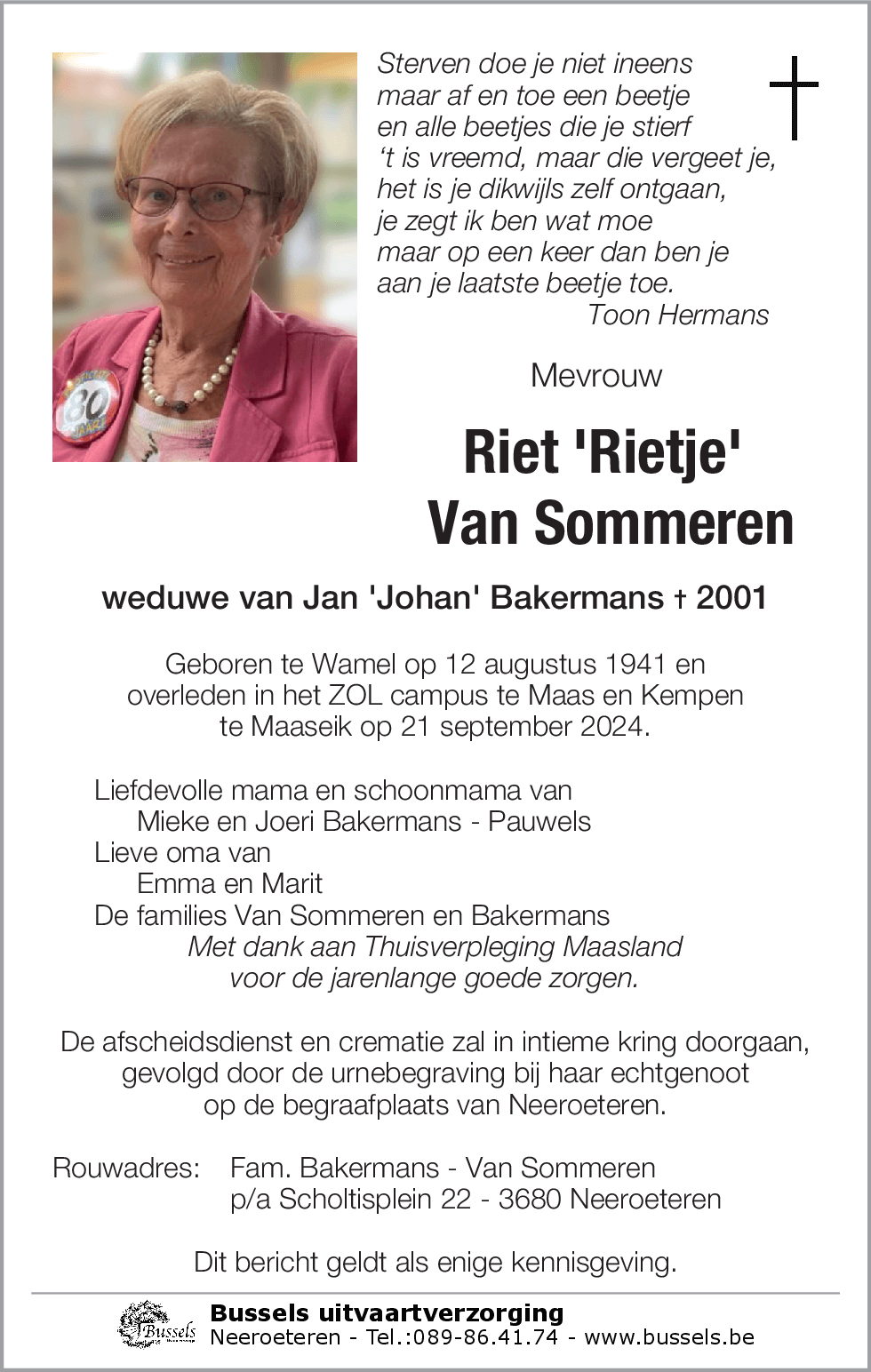 Riet Rietje VAN SOMMEREN