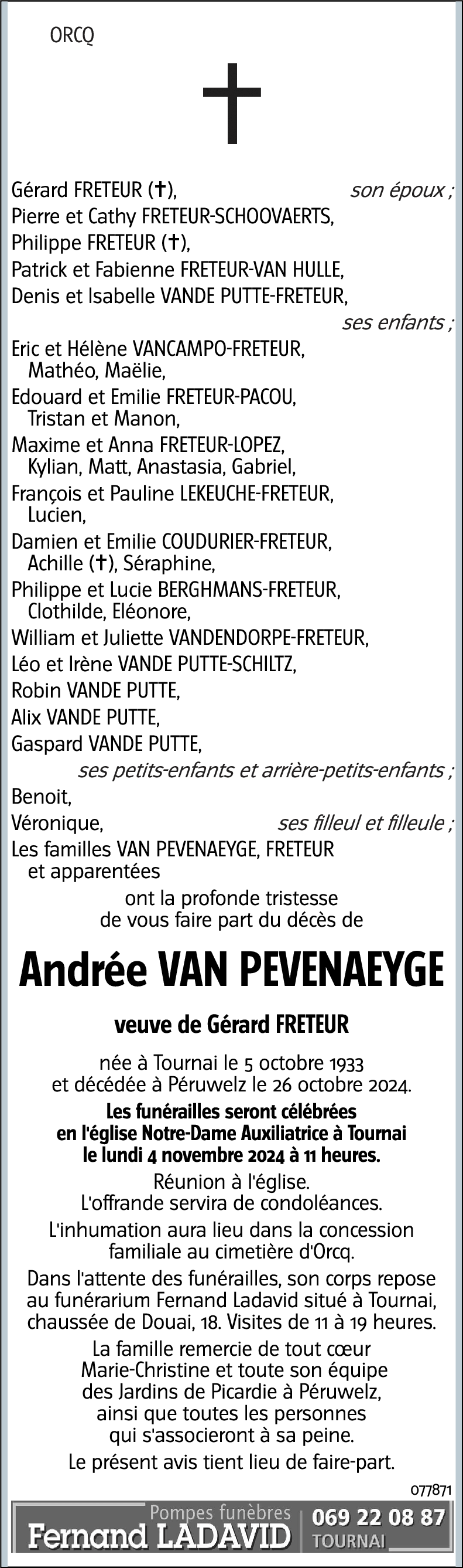 Andrée VAN PEVENAEYGE