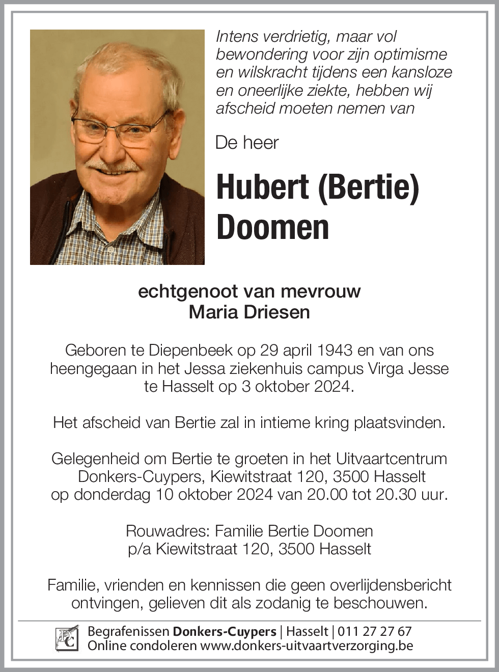 Hubert (Bertie) Doomen