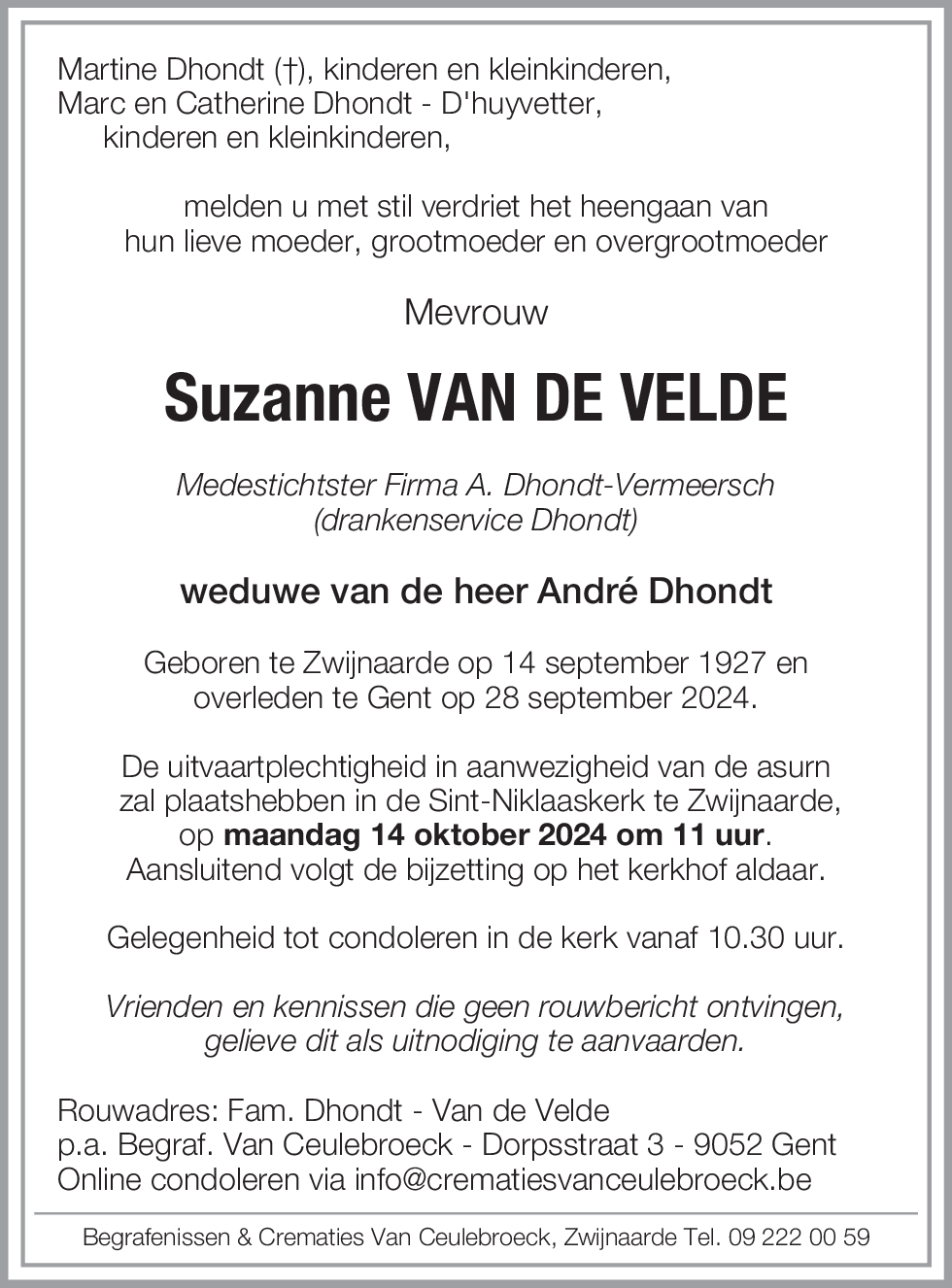 Suzanne Van de Velde