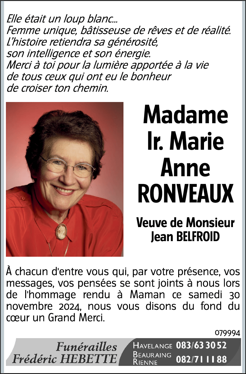 Marie Anne RONVEAUX