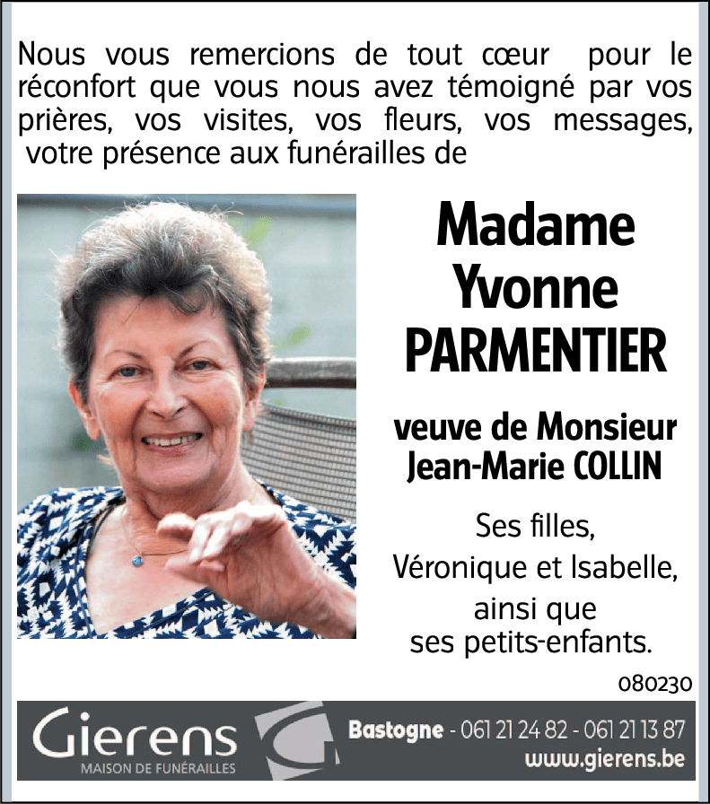 Yvonne PARMENTIER