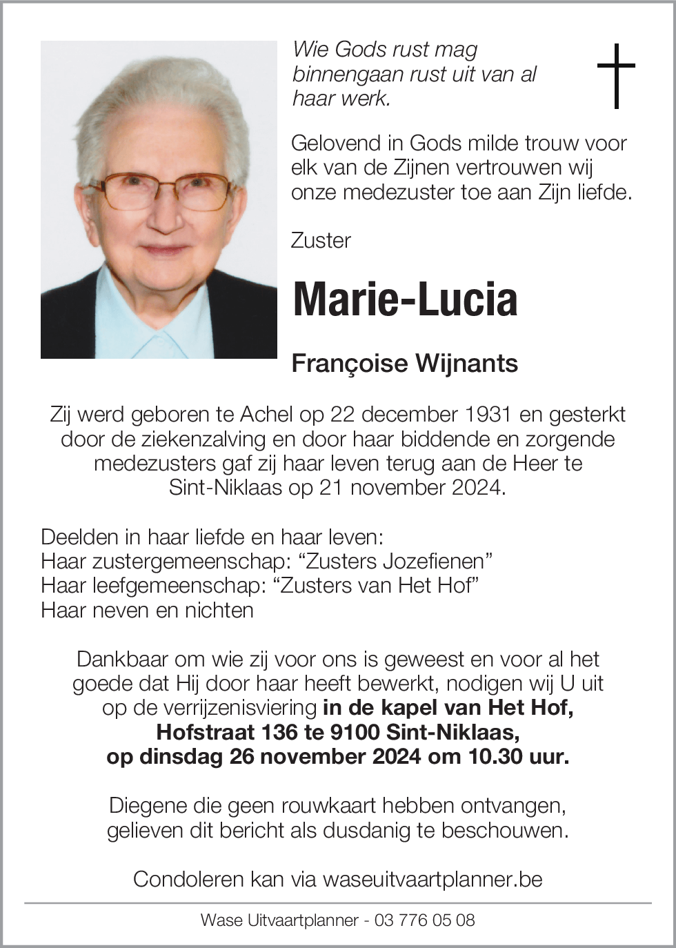 Zuster Marie-Lucia Wijnants