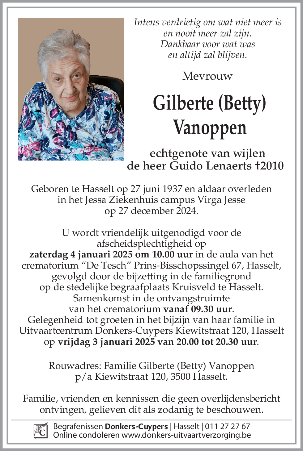 Gilberte (Betty) Vanoppen