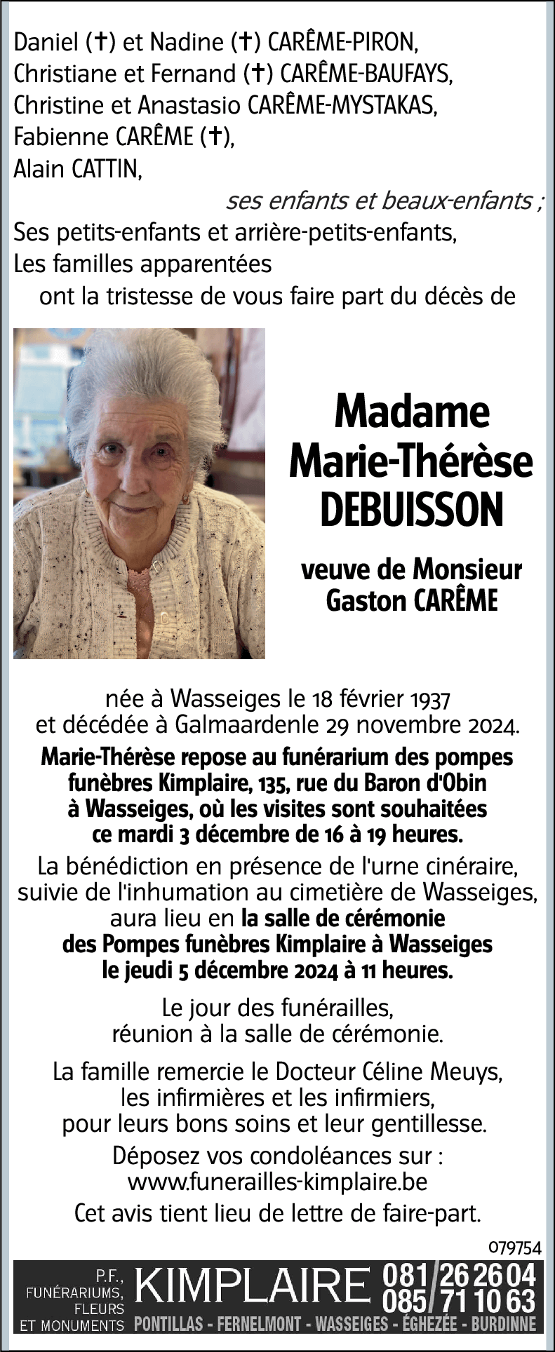 Marie-Thérèse DEBUISSON