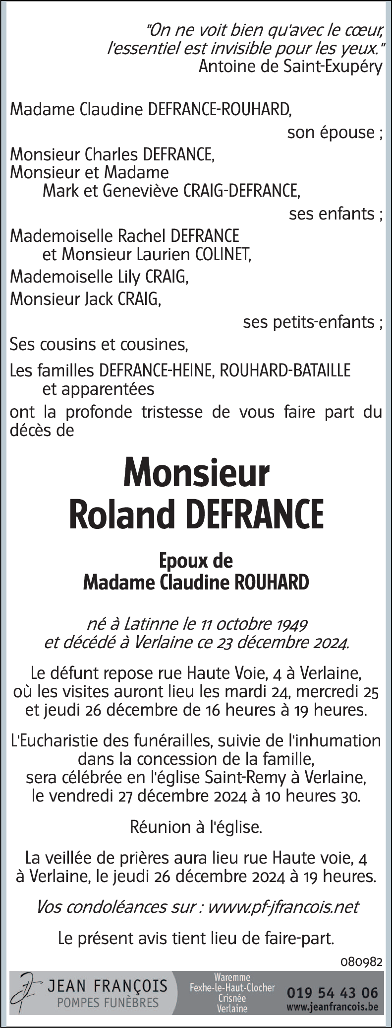 Roland DEFRANCE