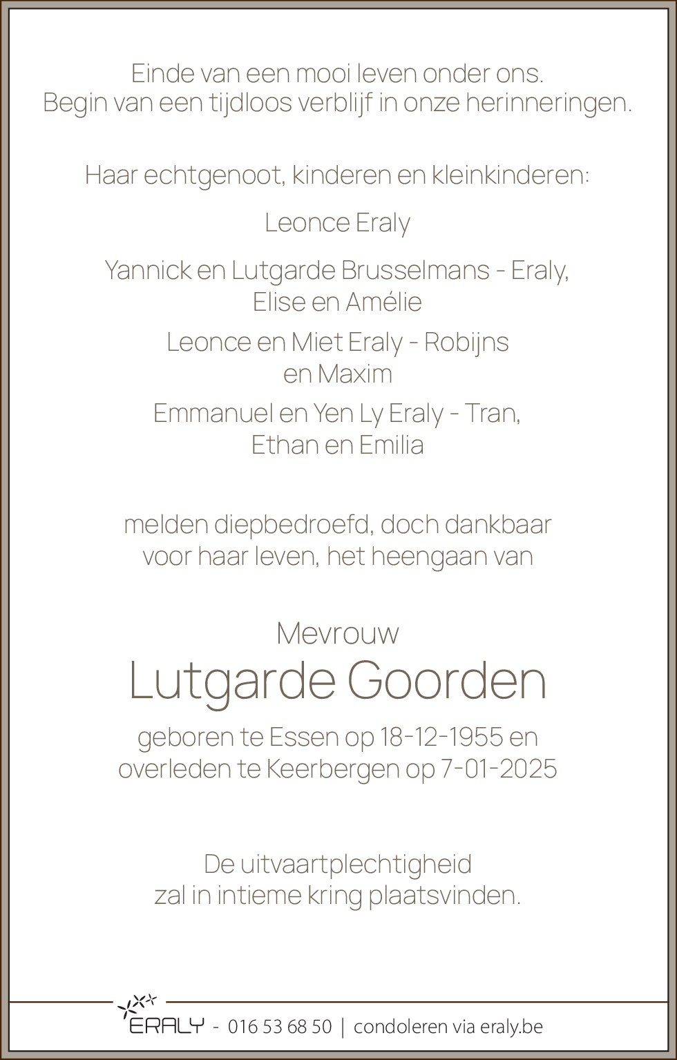 Lutgarde Goorden († 07/01/2025) | Inmemoriam