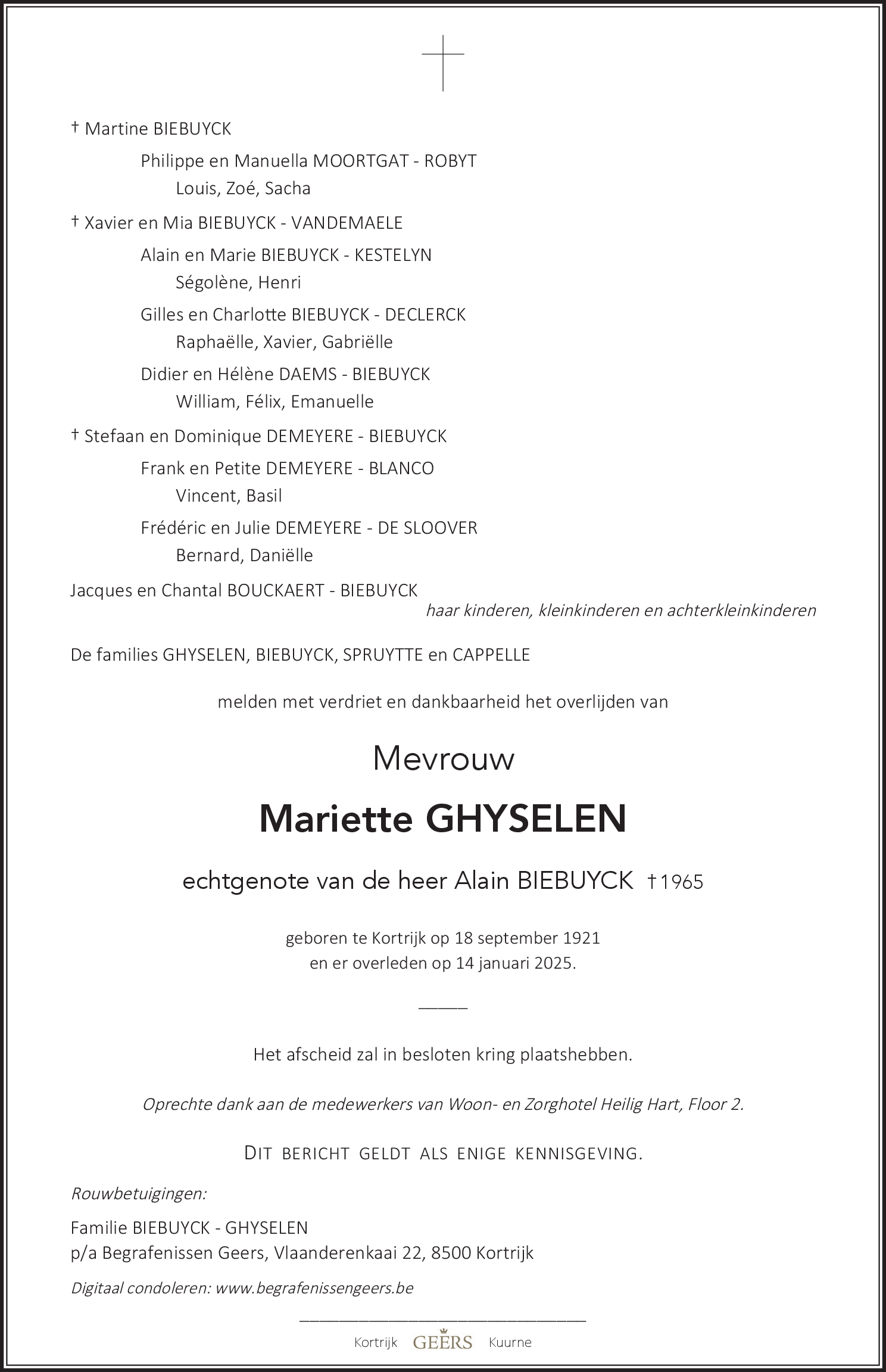 Mariette BIEBUYCK - GHYSELEN