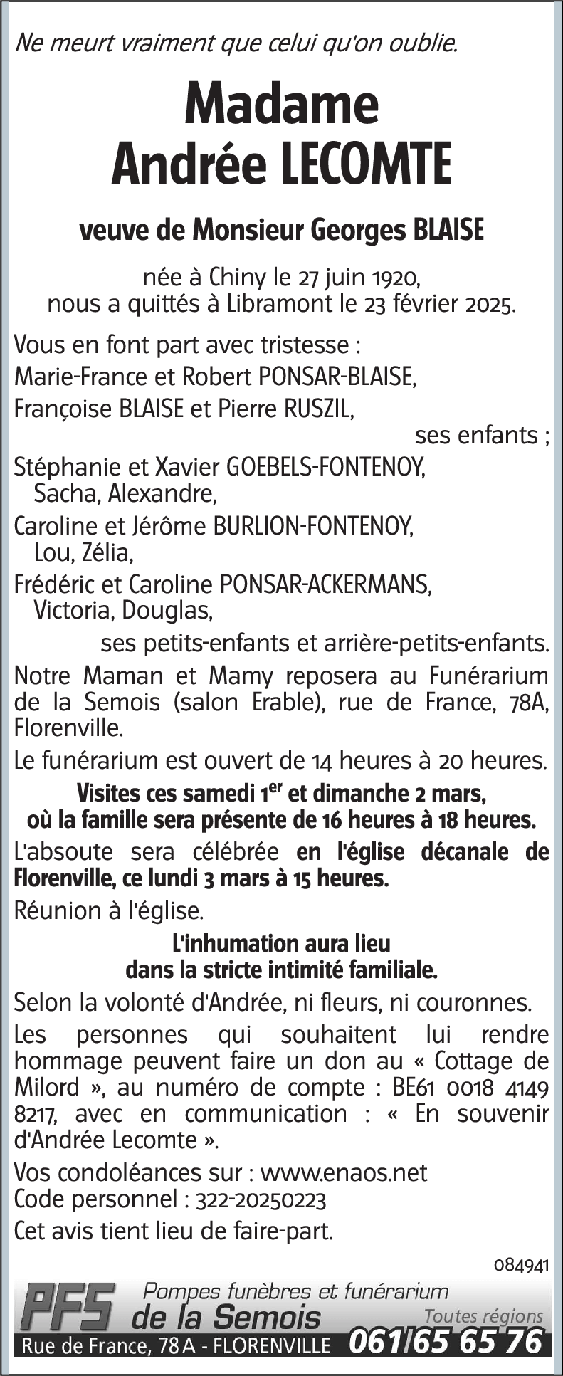 Andrée LECOMTE