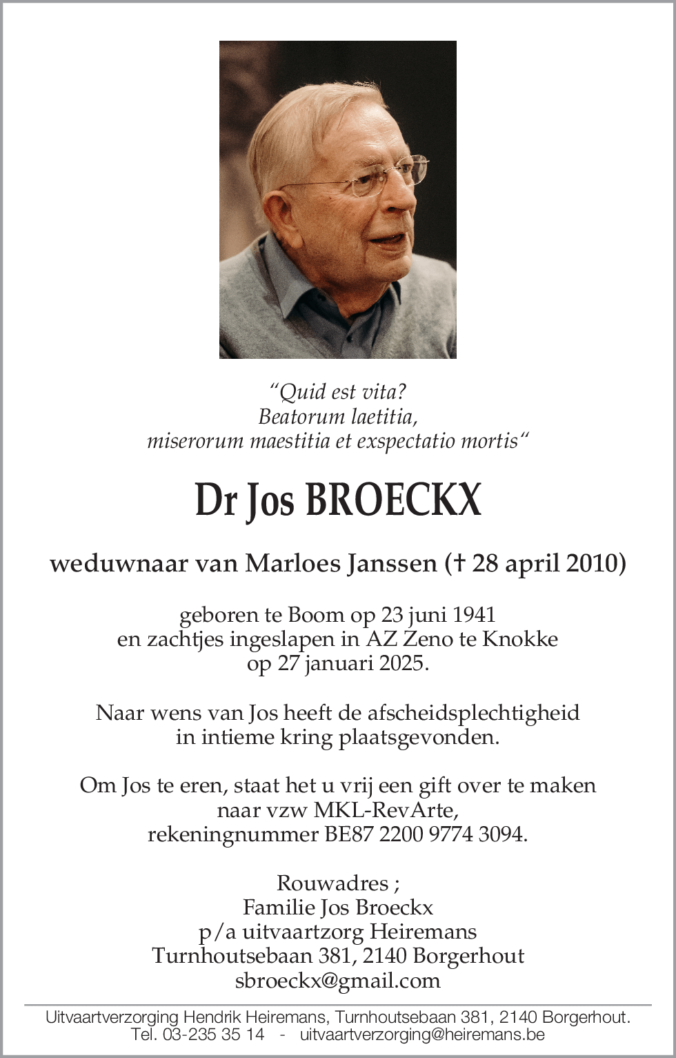 Dr Jos Broeckx