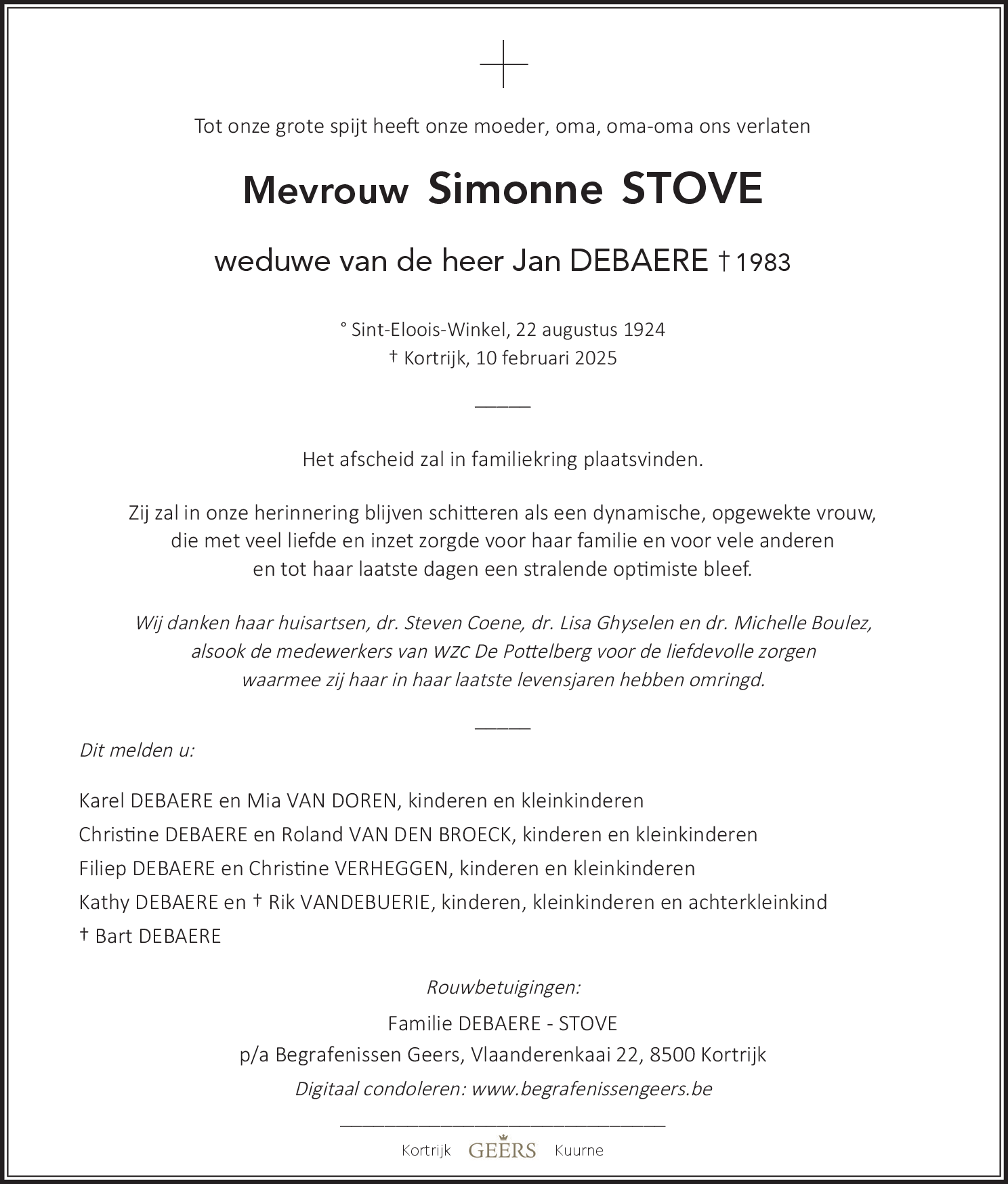 Simonne DEBAERE - STOVE