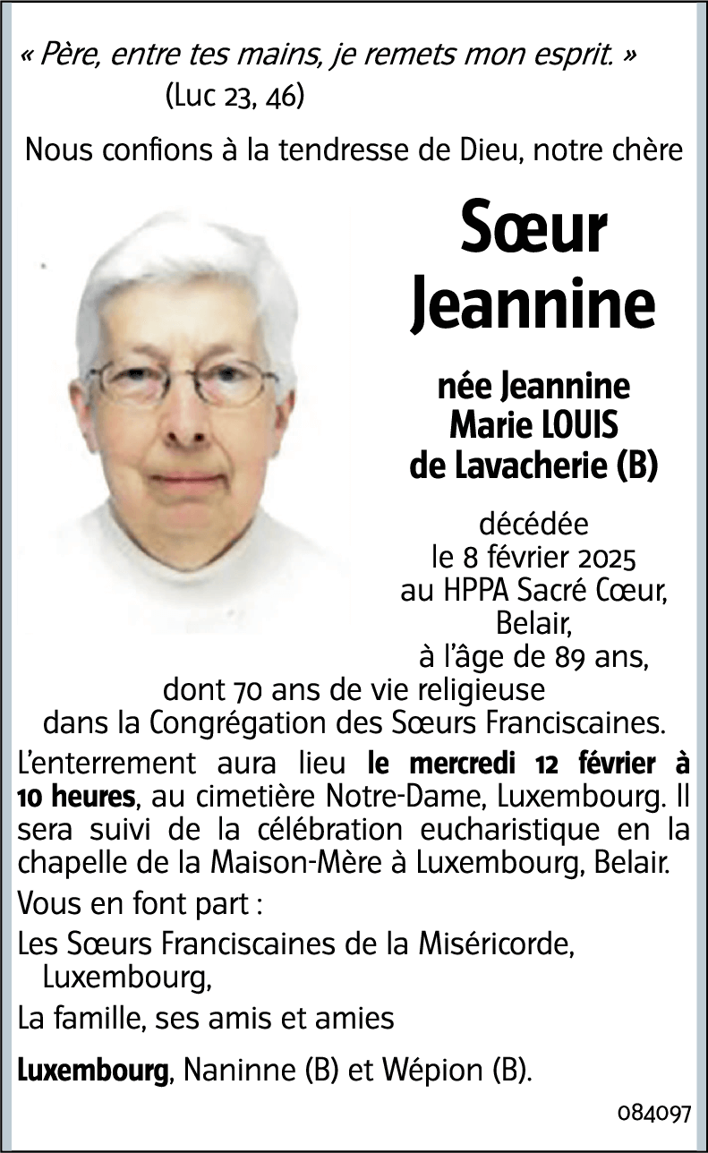 Soeur Jeannine Marie LOUIS