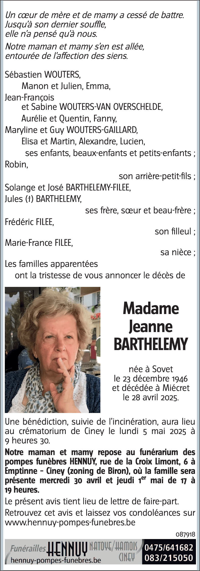 Jeanne BARTHELEMY