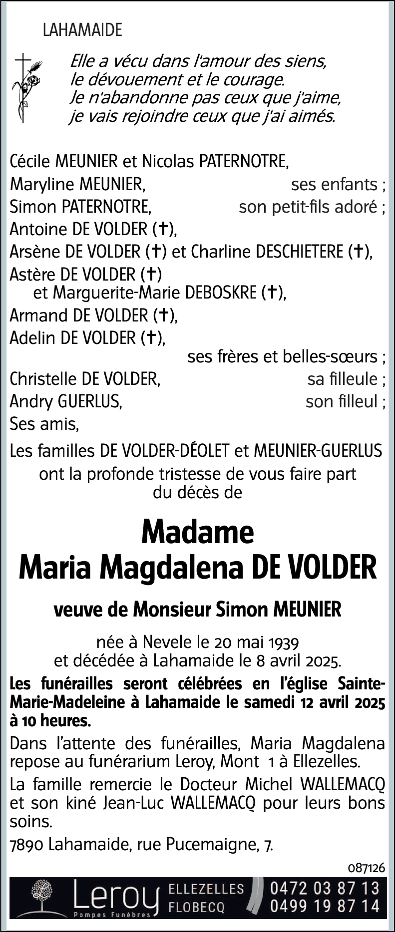 Maria Magdalena DE VOLDER