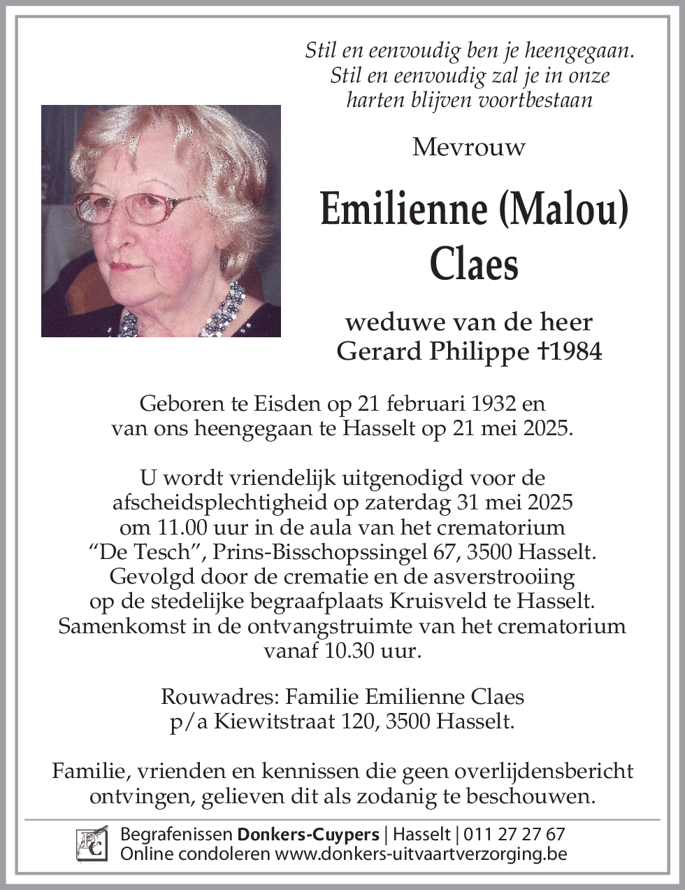 Emilienne (Malou) Claes