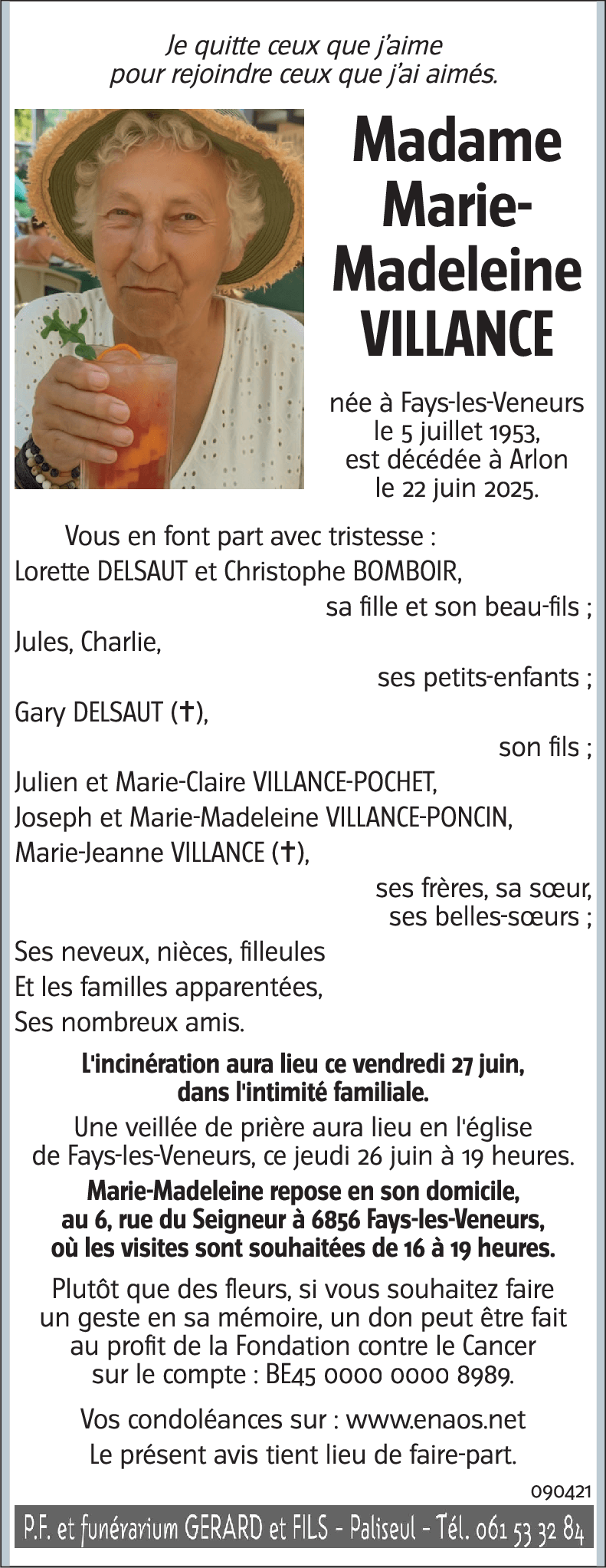 Marie-Madeleine VILLANCE