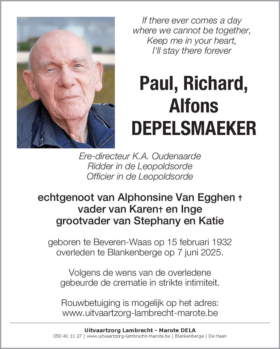 Paul, Richard, Alfons Depelsmaeker