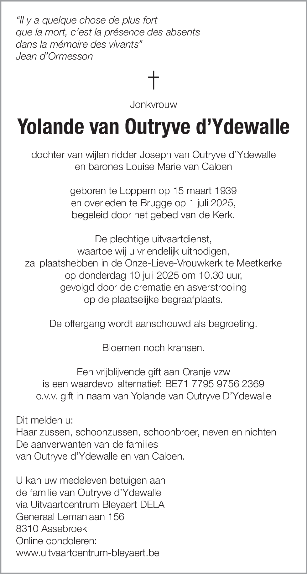 Yolande van Outryve d’Ydewalle