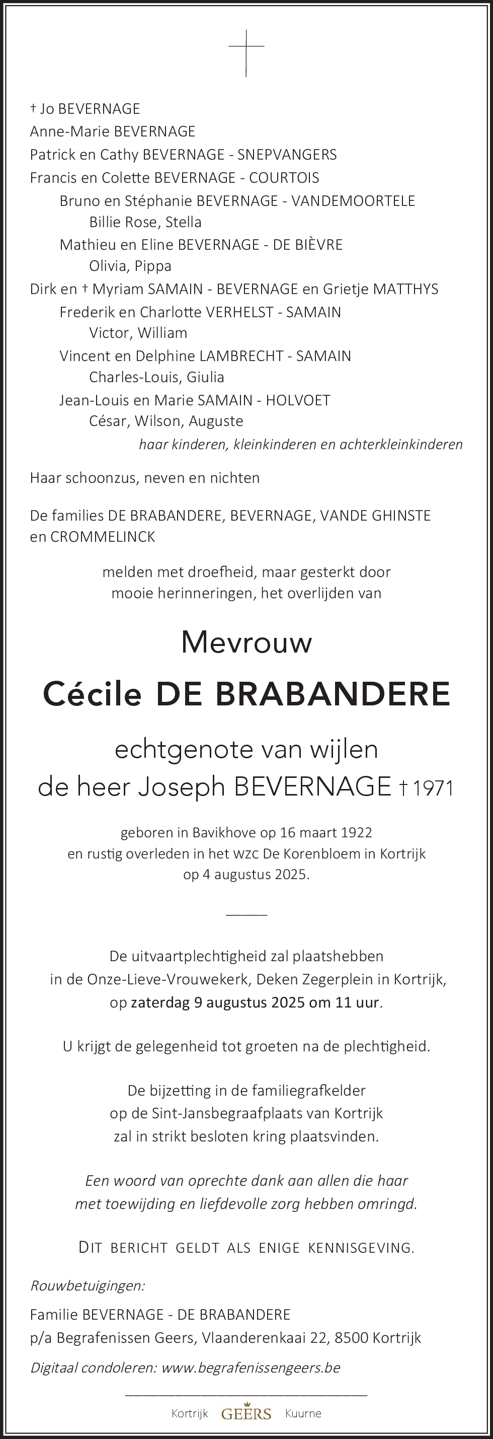 Cécile BEVERNAGE - DE BRABANDERE