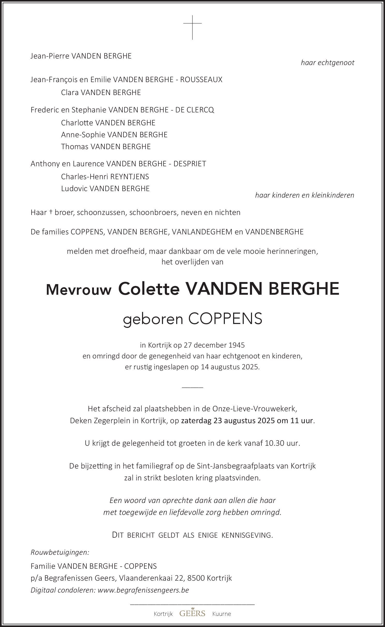 Colette VANDEN BERGHE - COPPENS
