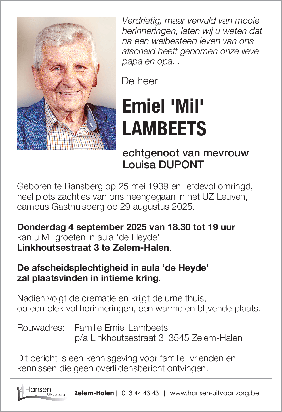 Emiel 'Mil' LAMBEETS