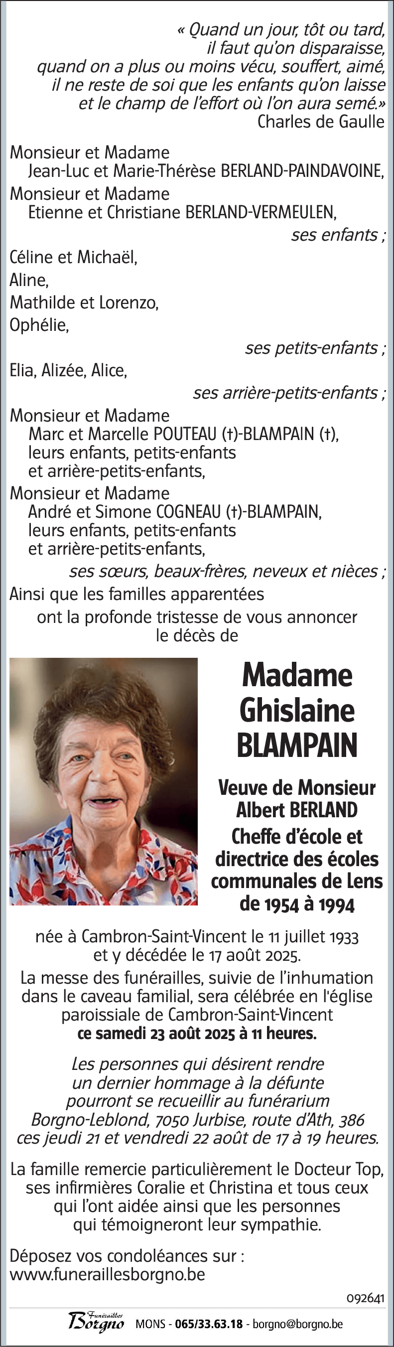 Ghislaine BLAMPAIN