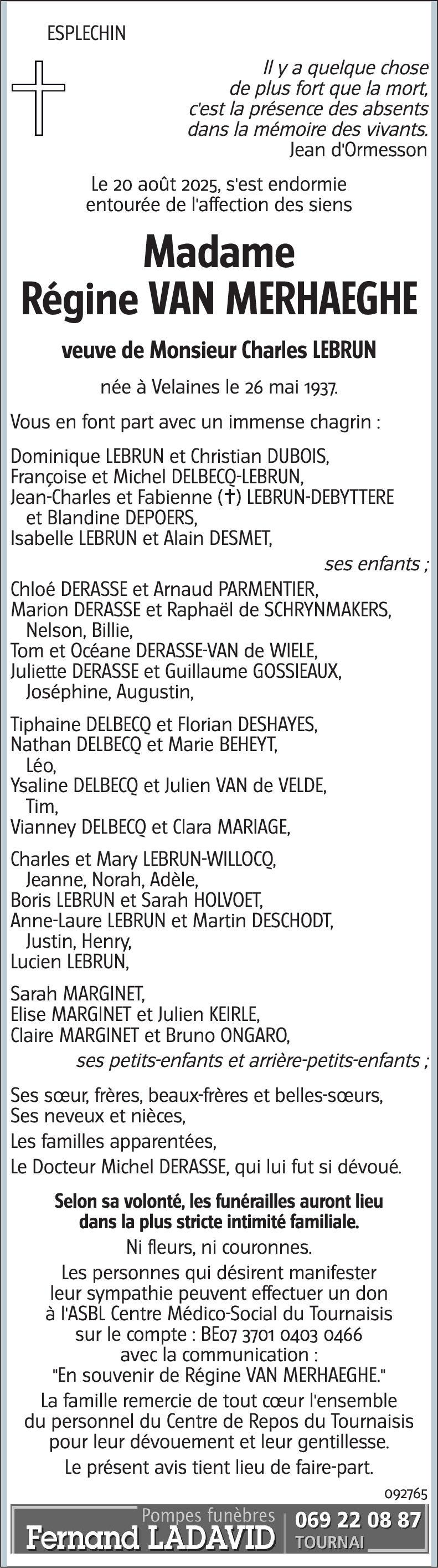 Régine VAN MERHAEGHE