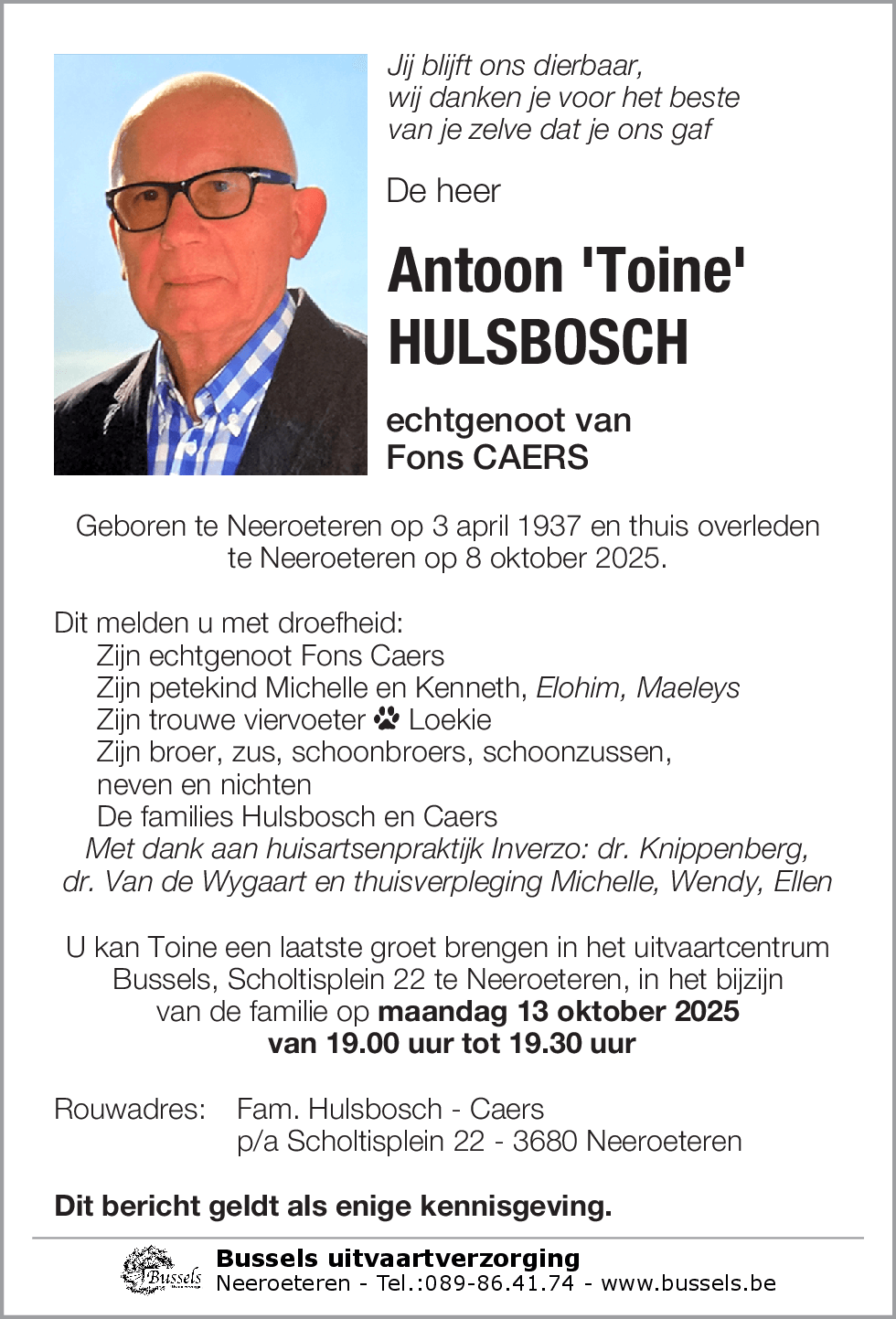 Antoon 'Toine' HULSBOSCH