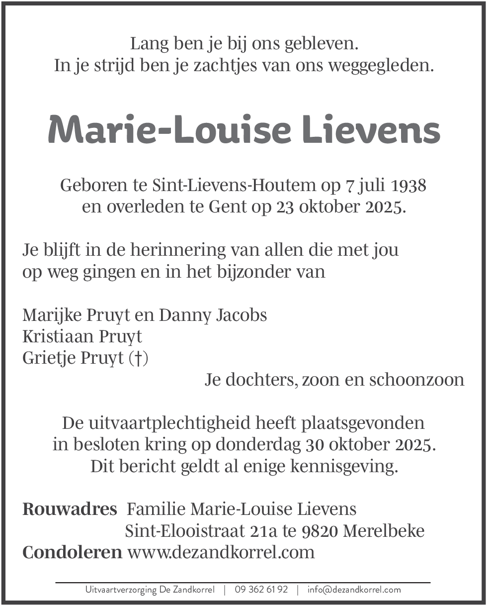 Marie Louise Lievens