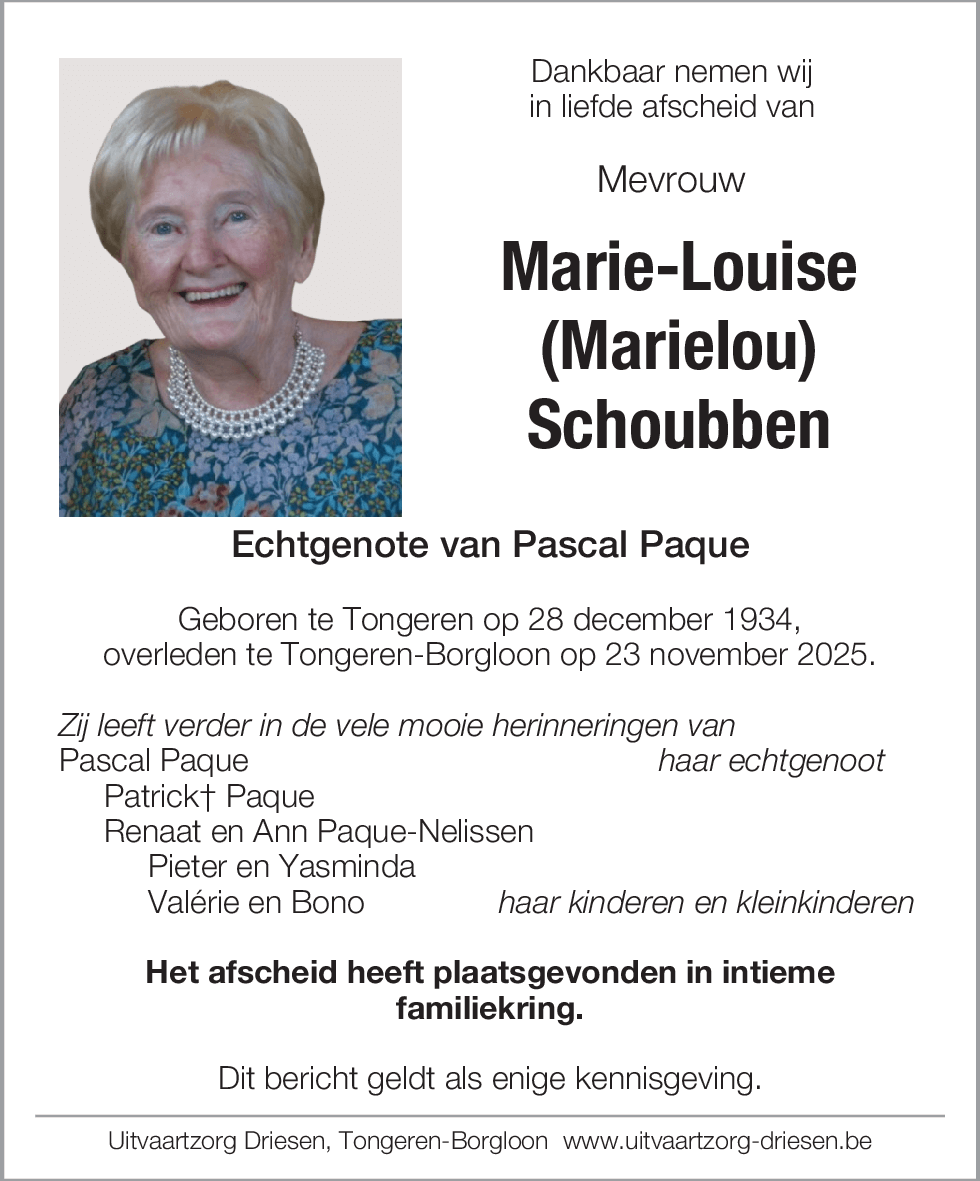 Marie-Louise (Marielou) Schoubben