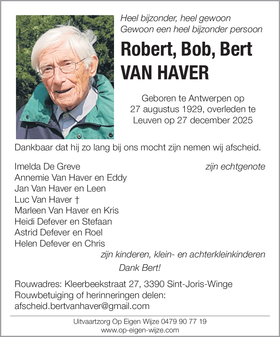 Robert, Bob, Bert VAN HAVER