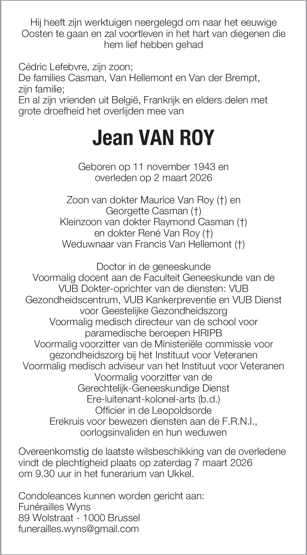 Jean VAN ROY