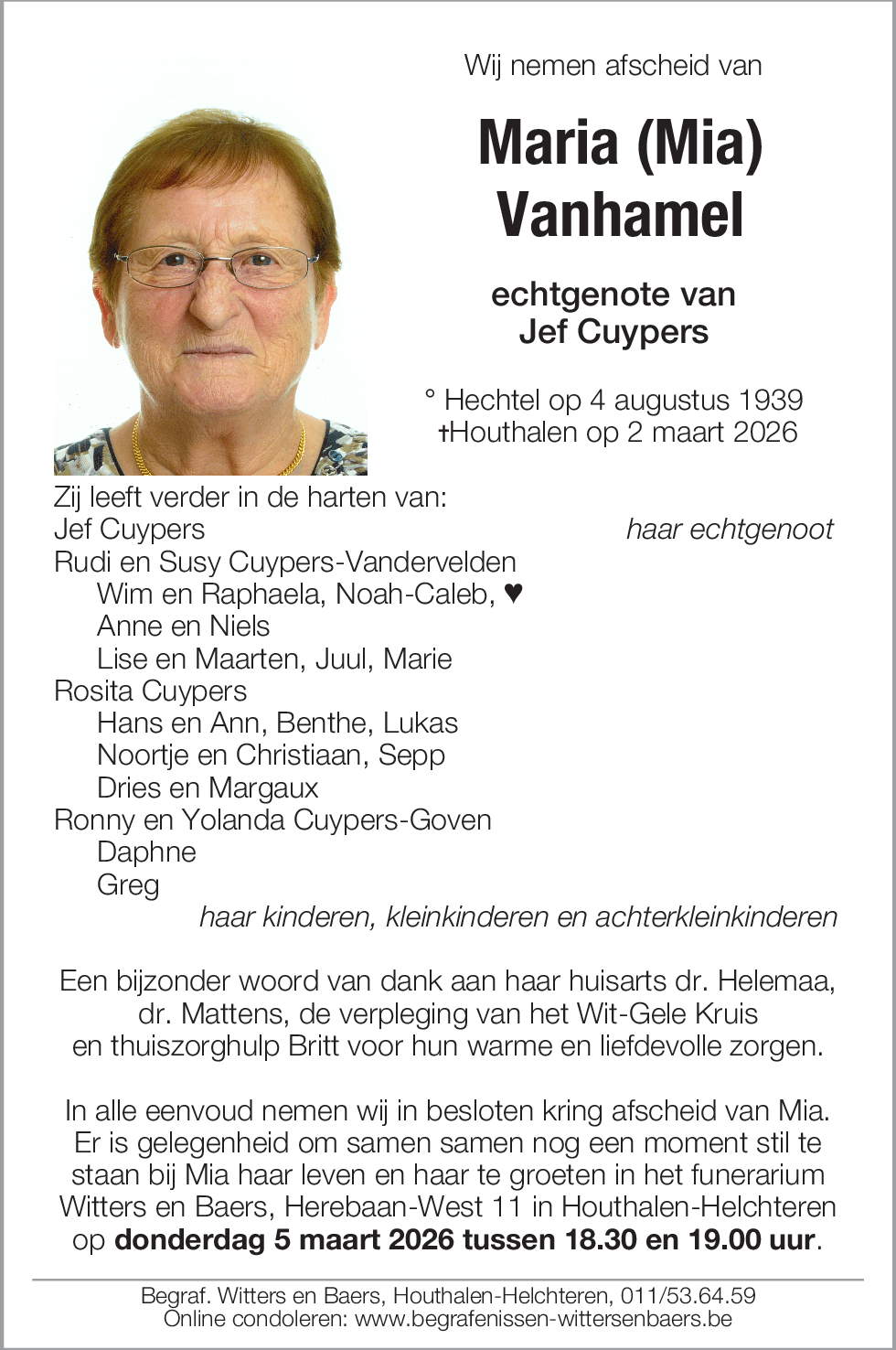 Maria Henrietta Vanhamel